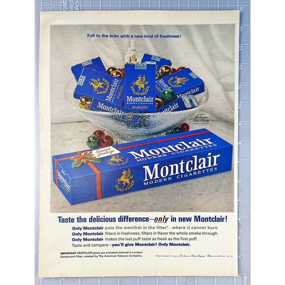 Montclair Cigarettes "Taste the difference-only in New Montclair" Print Ad 1963 - Picture 2 of 3